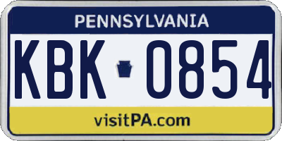 PA license plate KBK0854