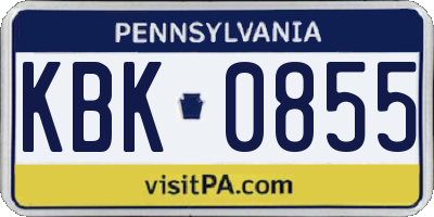 PA license plate KBK0855
