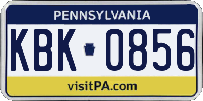 PA license plate KBK0856