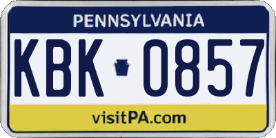 PA license plate KBK0857
