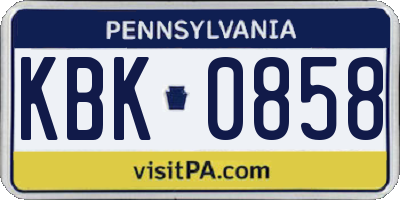 PA license plate KBK0858