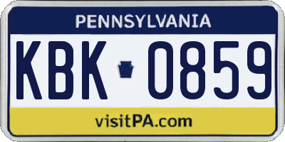 PA license plate KBK0859