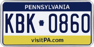 PA license plate KBK0860