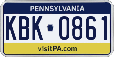 PA license plate KBK0861