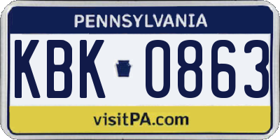PA license plate KBK0863