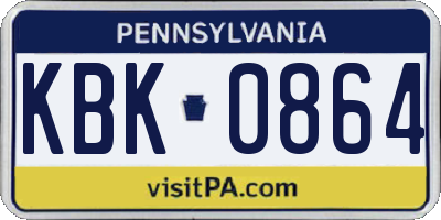 PA license plate KBK0864