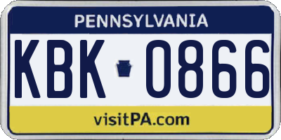 PA license plate KBK0866