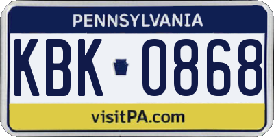 PA license plate KBK0868