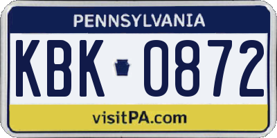PA license plate KBK0872