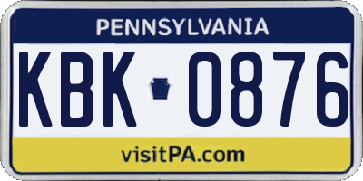 PA license plate KBK0876