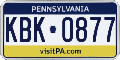 PA license plate KBK0877