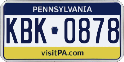 PA license plate KBK0878