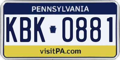 PA license plate KBK0881