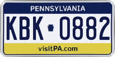 PA license plate KBK0882