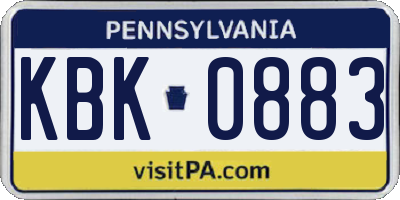 PA license plate KBK0883