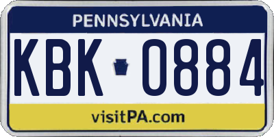 PA license plate KBK0884