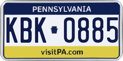 PA license plate KBK0885