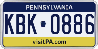 PA license plate KBK0886