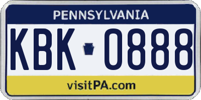 PA license plate KBK0888