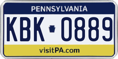 PA license plate KBK0889