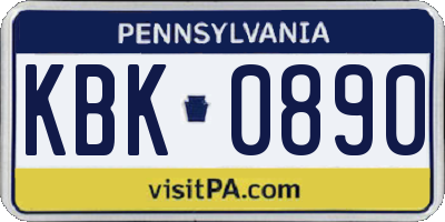 PA license plate KBK0890