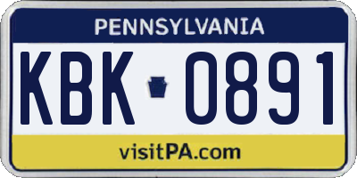 PA license plate KBK0891