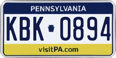 PA license plate KBK0894
