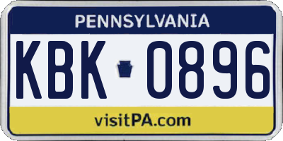 PA license plate KBK0896
