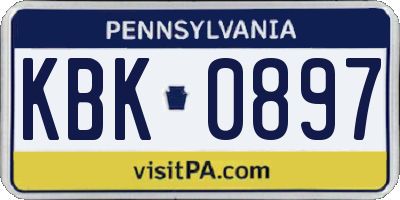 PA license plate KBK0897