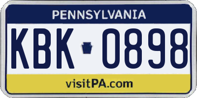 PA license plate KBK0898