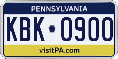 PA license plate KBK0900