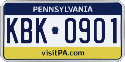 PA license plate KBK0901