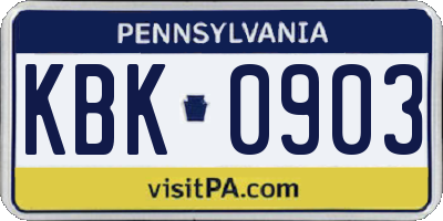 PA license plate KBK0903