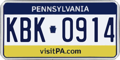 PA license plate KBK0914