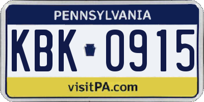 PA license plate KBK0915