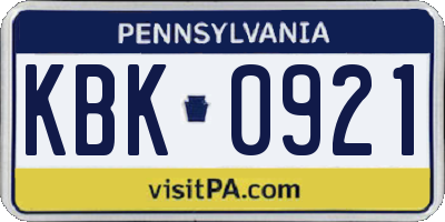 PA license plate KBK0921