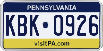 PA license plate KBK0926
