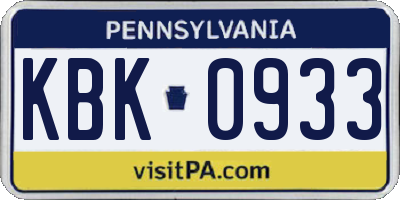 PA license plate KBK0933