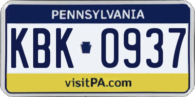PA license plate KBK0937