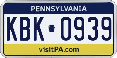 PA license plate KBK0939