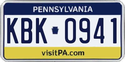 PA license plate KBK0941