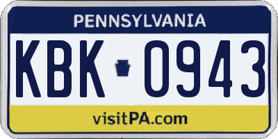 PA license plate KBK0943