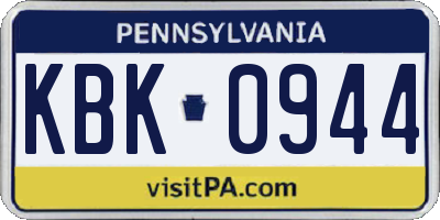 PA license plate KBK0944