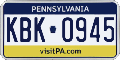 PA license plate KBK0945