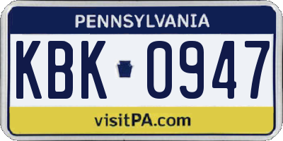 PA license plate KBK0947