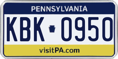 PA license plate KBK0950