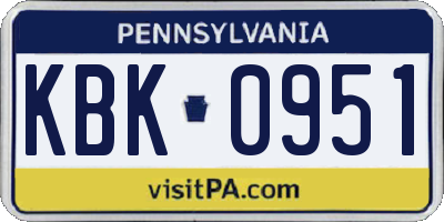 PA license plate KBK0951