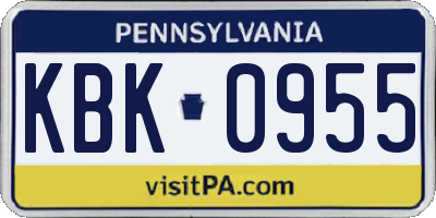 PA license plate KBK0955