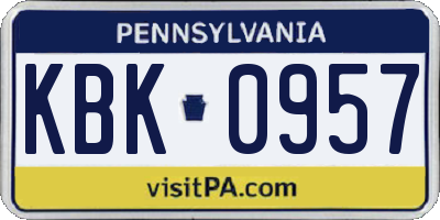 PA license plate KBK0957