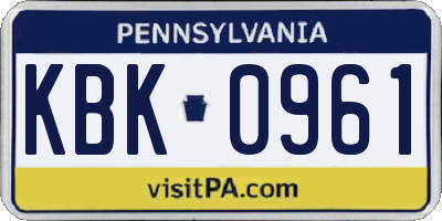 PA license plate KBK0961
